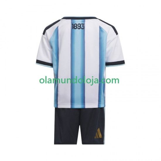Camisola Argentina Criança Equipamento Primeiro Copa do Mundo 2026 Manga Curta